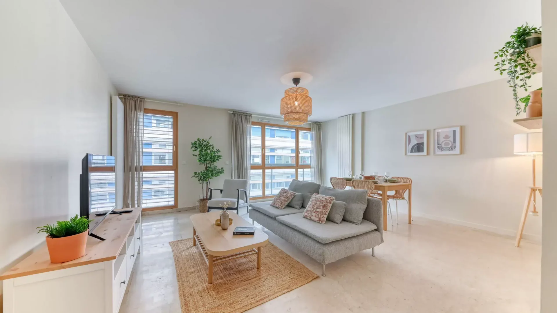 Salon aménagé en coliving à Lyon