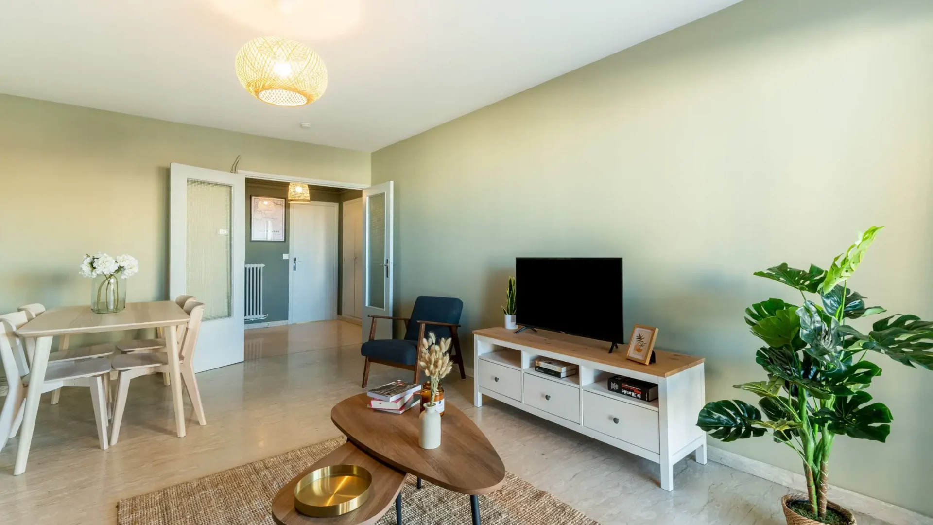 Salon décorée avec gout en colocation à Montpellier