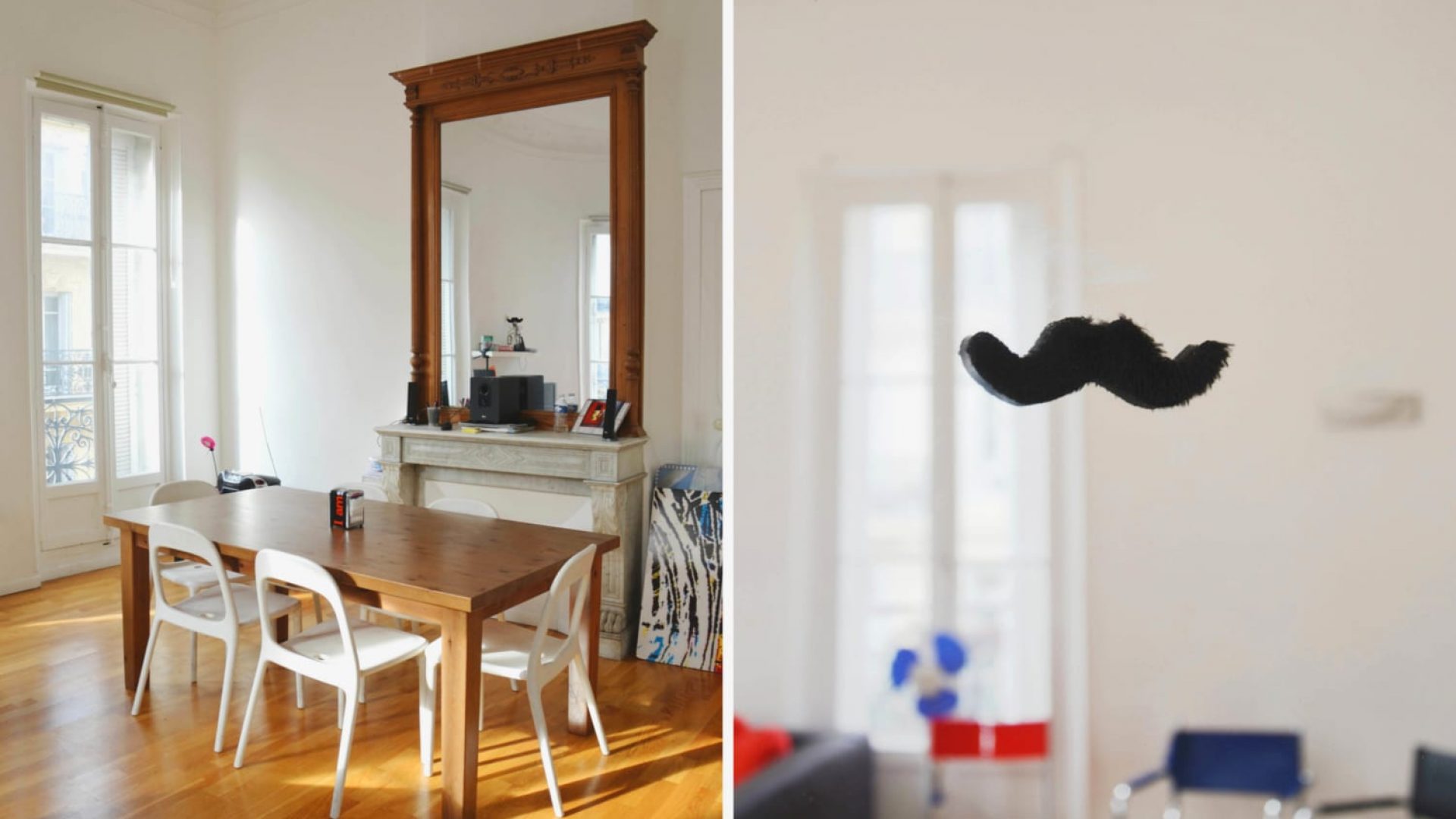 salle à manger moderne dans une colocation meublée